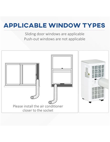 HOMCOM 7000 BTU Air Conditioning Unit, 3-in-1 Portable Air Conditioner, Dehumidifier, Cooling Fan with Remote Control, LED Displ