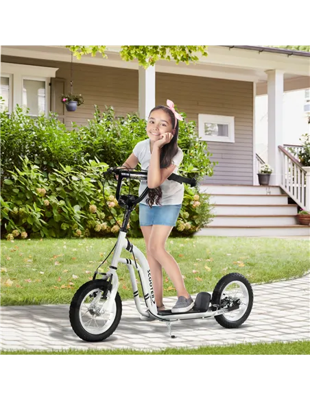 HOMCOM Dual Brakes 12" Metal frame Kick Scooter adjustable black
