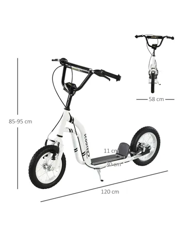HOMCOM Dual Brakes 12" Metal frame Kick Scooter adjustable black