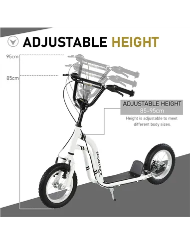 HOMCOM Dual Brakes 12" Metal frame Kick Scooter adjustable black