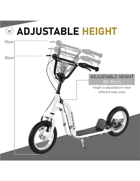 HOMCOM Dual Brakes 12" Metal frame Kick Scooter adjustable black