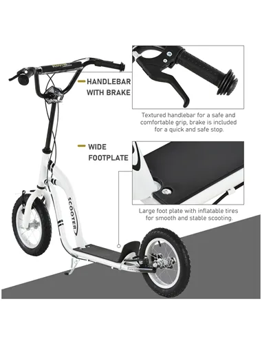 HOMCOM Dual Brakes 12" Metal frame Kick Scooter adjustable black