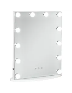 HOMCOM Hollywood Mirror with Lights for Makeup Dressing Table, Lighted Vanity Mirror with 12 Dimmable LED Bulbs and USB Plug in 