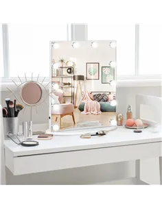 HOMCOM Hollywood Mirror with Lights for Makeup Dressing Table, Lighted Vanity Mirror with 12 Dimmable LED Bulbs and USB Plug in  2