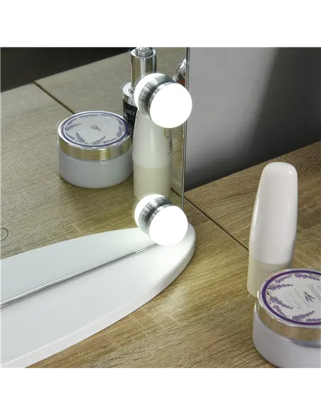 HOMCOM Hollywood Mirror with Lights for Makeup Dressing Table, Lighted Vanity Mirror with 12 Dimmable LED Bulbs and USB Plug in 