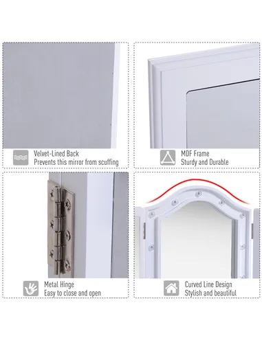 HOMCOM Trifold Freestanding Mirror, Lighted Tabletop Vanity Mirror Large Cosmetic w/16 LED Lights powered by batteries Foldable 