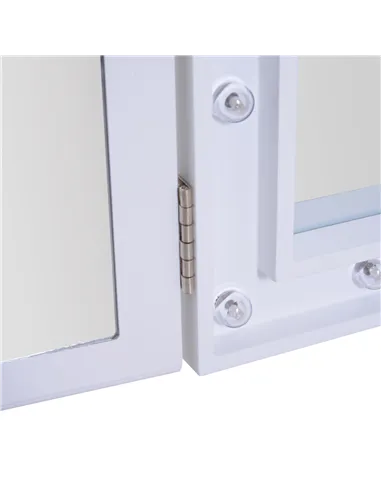 HOMCOM Trifold Freestanding Mirror, Lighted Tabletop Vanity Mirror Large Cosmetic w/16 LED Lights powered by batteries Foldable 