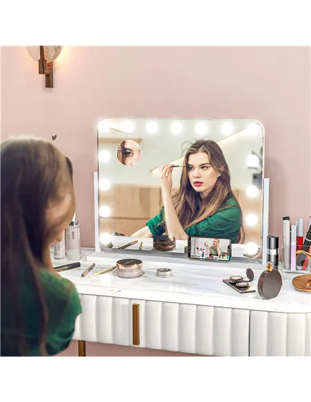 HOMCOM 14 LED bulb Tabletop Makeup Mirror, with Adjustable Settings