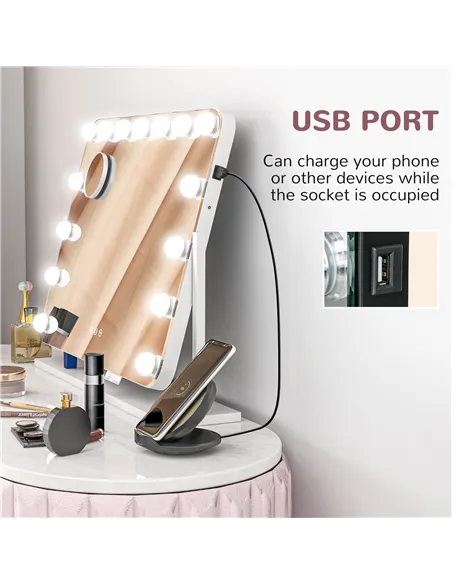 HOMCOM 14 LED bulb Tabletop Makeup Mirror, with Adjustable Settings