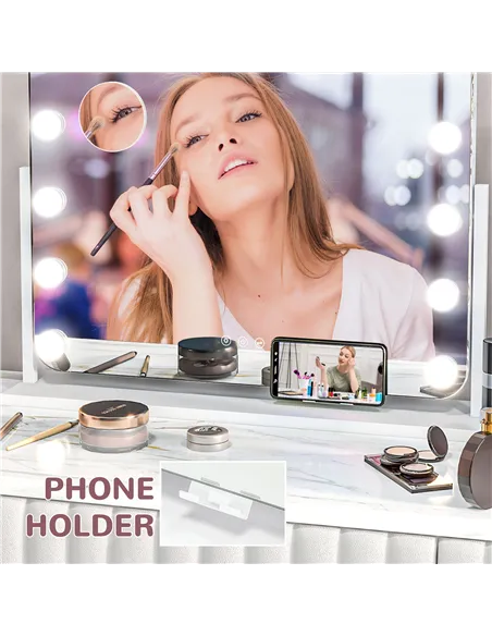 HOMCOM 14 LED bulb Tabletop Makeup Mirror, with Adjustable Settings