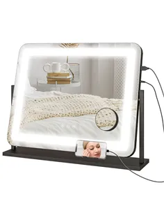 HOMCOM LED Light Tabletop Makeup Mirror, with Adjustable Settings