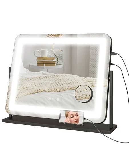 HOMCOM LED Light Tabletop Makeup Mirror, with Adjustable Settings