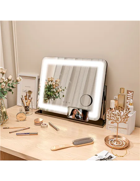 HOMCOM LED Light Tabletop Makeup Mirror, with Adjustable Settings