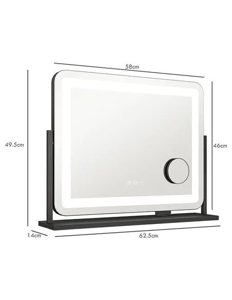 HOMCOM LED Light Tabletop Makeup Mirror, with Adjustable Settings