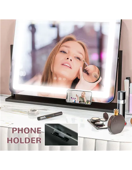 HOMCOM LED Light Tabletop Makeup Mirror, with Adjustable Settings
