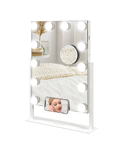 HOMCOM 12 LED bulb Tabletop Makeup Mirror, with Adjustable Settings