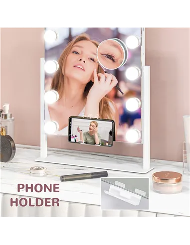 HOMCOM 12 LED bulb Tabletop Makeup Mirror, with Adjustable Settings