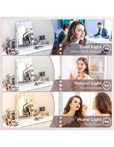 HOMCOM 12 LED bulb Tabletop Makeup Mirror, with Adjustable Settings