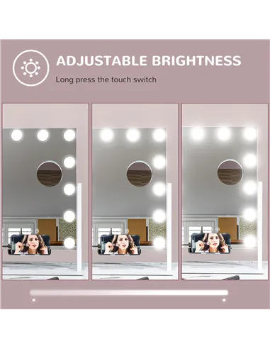 HOMCOM 12 LED bulb Tabletop Makeup Mirror, with Adjustable Settings