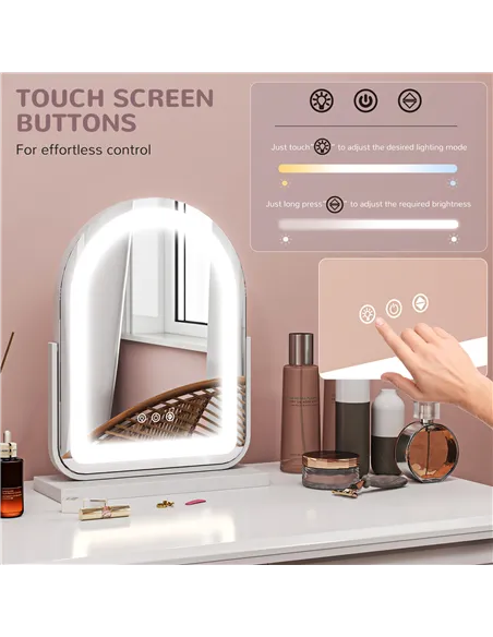 HOMCOM 33 x 44.5cm LED Vanity Mirror - White