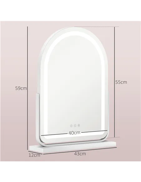 HOMCOM 43 x 59cm LED Vanity Mirror - White