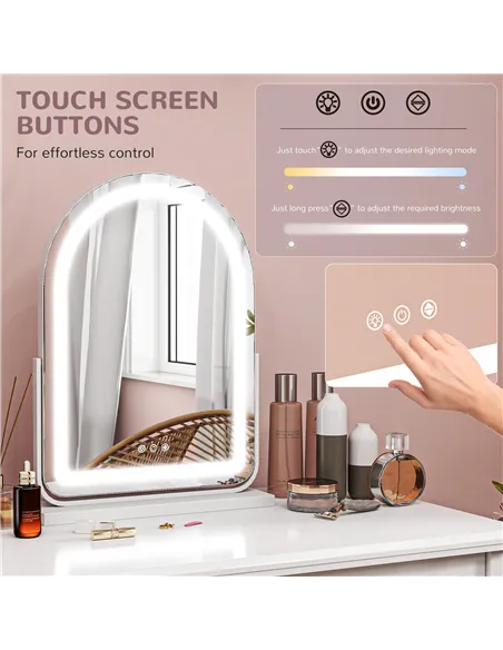 HOMCOM 43 x 59cm LED Vanity Mirror - White