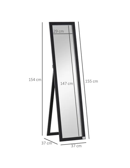HOMCOM Full Length Mirror for Bedroom, Free Standing Dressing Mirror, Wall Mirror for Living Room, 37 x 154 cm, Black