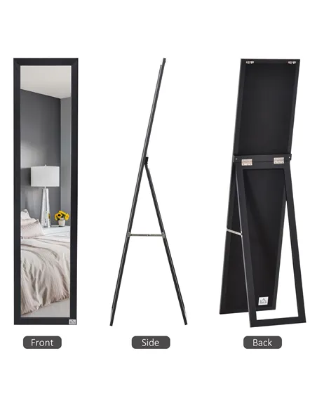 HOMCOM Full Length Mirror for Bedroom, Free Standing Dressing Mirror, Wall Mirror for Living Room, 37 x 154 cm, Black