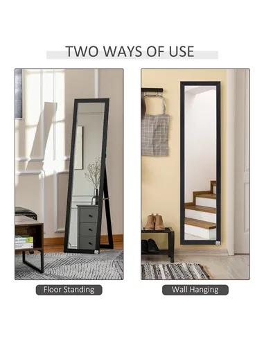 HOMCOM Full Length Mirror for Bedroom, Free Standing Dressing Mirror, Wall Mirror for Living Room, 37 x 154 cm, Black