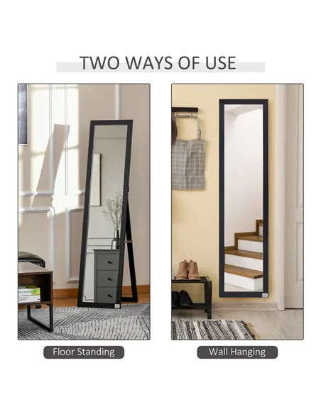 HOMCOM Full Length Mirror for Bedroom, Free Standing Dressing Mirror, Wall Mirror for Living Room, 37 x 154 cm, Black