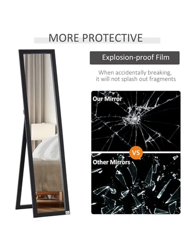 HOMCOM Full Length Mirror for Bedroom, Free Standing Dressing Mirror, Wall Mirror for Living Room, 37 x 154 cm, Black