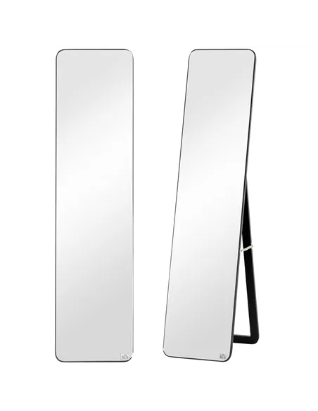 HOMCOM Full Length Mirror, 156 x 37 cm Rectangular Full Body Mirror with Stand, Floor Standing, Hanging or Leaning Against Wall 