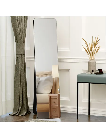 HOMCOM Full Length Mirror, 156 x 37 cm Rectangular Full Body Mirror with Stand, Floor Standing, Hanging or Leaning Against Wall 
