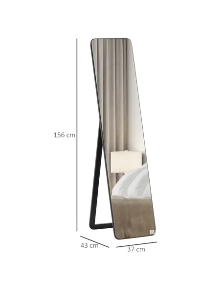 HOMCOM Full Length Mirror, 156 x 37 cm Rectangular Full Body Mirror with Stand, Floor Standing, Hanging or Leaning Against Wall 