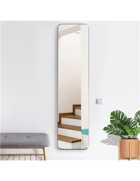 HOMCOM Full Length Mirror, 156 x 37 cm Rectangular Full Body Mirror with Stand, Floor Standing, Hanging or Leaning Against Wall 