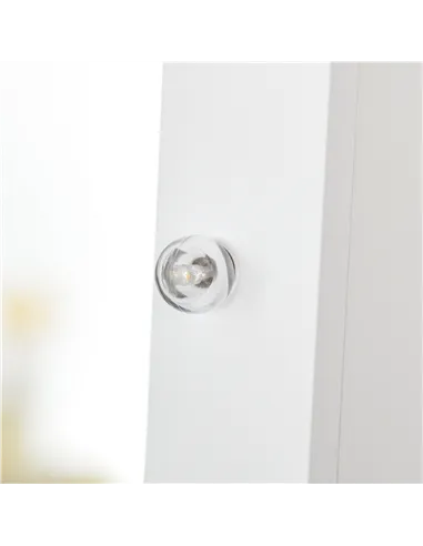 HOMCOM Free Standing LED Mirrored Jewelry Cabinet Armoire Floor Organiser W/ 3 Angle Adjustable For Rings Earrings Bracelets Cos