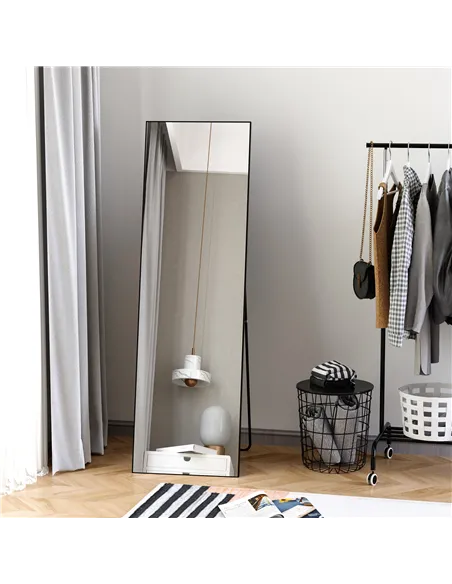 HOMCOM Full Length Dressing Mirror, Floor Standing or Wall Hanging, Aluminium Alloy Framed Full Body Mirror for Bedroom, Living 