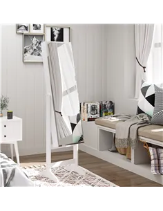 HOMCOM Jewelry Cabinet Standing Mirror Full Length Makeup Lockable Armoire Storage Organizer White 2