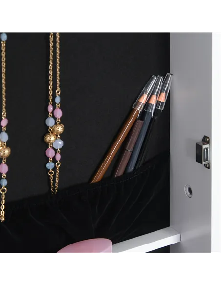 HOMCOM Jewelry Cabinet Standing Mirror Full Length Makeup Lockable Armoire Storage Organizer White