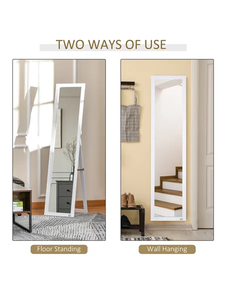 HOMCOM Full Length Mirror for Bedroom, Free Standing Dressing Mirror, Wall Mirror for Living Room, 37 x 154 cm, White