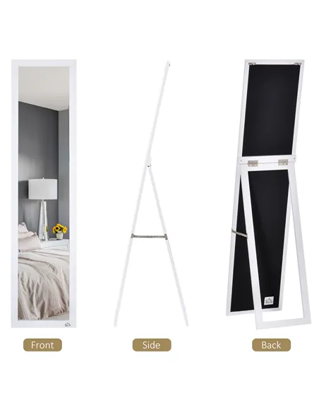 HOMCOM Full Length Mirror for Bedroom, Free Standing Dressing Mirror, Wall Mirror for Living Room, 37 x 154 cm, White