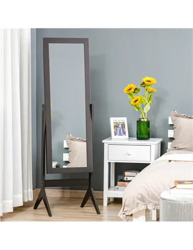 HOMCOM Freestanding Dressing Mirror Bedroom Tall Adjustable Angle 148x47cm Brown