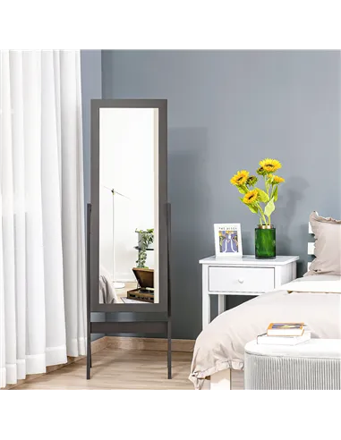HOMCOM Freestanding Dressing Mirror Bedroom Tall Adjustable Angle 148x47cm Brown