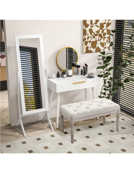HOMCOM Freestanding Dressing Mirror Bedroom Tall Adjustable Angle 148x47cm White