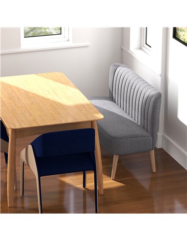 HOMCOM Modern Double Seat Sofa Loveseat Couch 2 Seater Compact Sofa Padded Linen Wood Leg Grey