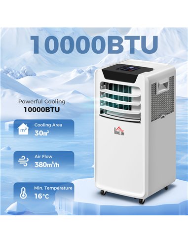 HOMCOM 10000 BTU Air Conditioning Unit, 3-in-1 Portable Air Conditioner, Dehumidifier, Cooling Fan with Remote Control, LED Disp