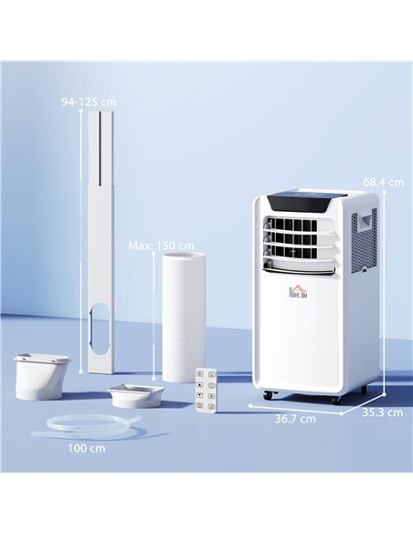 HOMCOM 10000 BTU Air Conditioning Unit, 3-in-1 Portable Air Conditioner, Dehumidifier, Cooling Fan with Remote Control, LED Disp