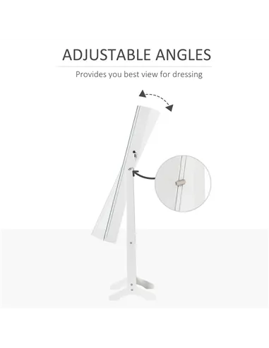 HOMCOM Jewellery Cabinet with LED Light, Lockable Jewellery Organiser with Full-Length Mirror for Bedroom Dressing Room, White