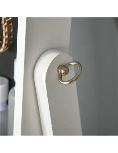 HOMCOM Jewellery Cabinet with LED Light, Lockable Jewellery Organiser with Full-Length Mirror for Bedroom Dressing Room, White