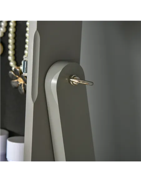 HOMCOM Full Length Mirror with Storage, Jewellery Cabinet with Mirror, Adjustable Angle and Stand, Lockable Jewellery Organiser 